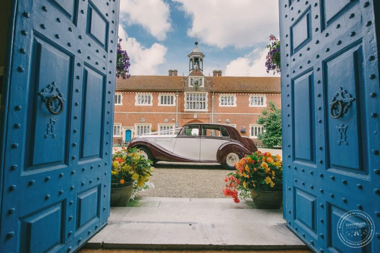 Wedding car in the courtyard at Gosfield Hall